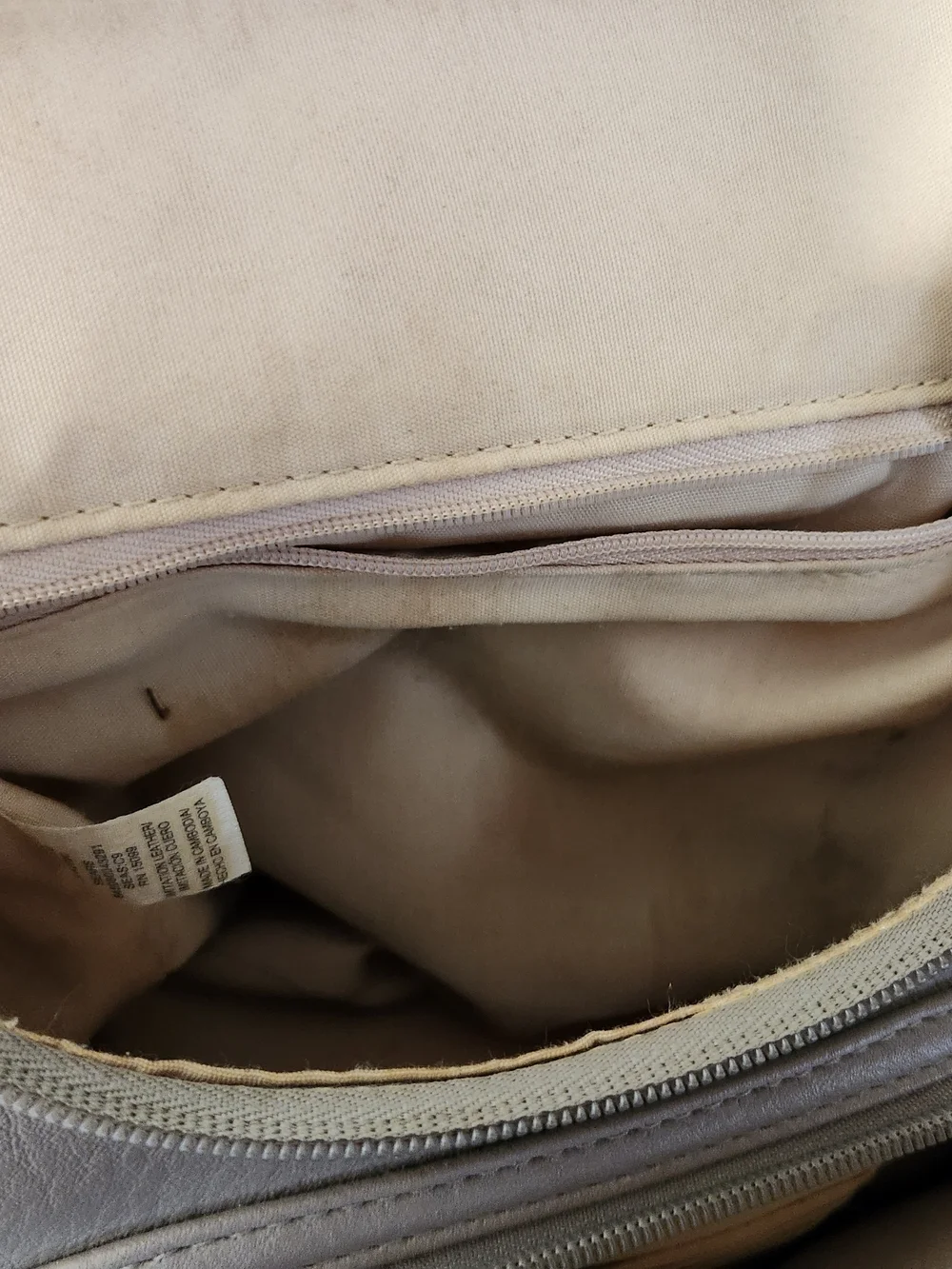 Neutral Beige Stone Crossbody Bag Silver Hardware Converts To Backpack Pockets
